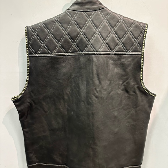 Leather Club Vest with Cream Lace - Picture 2 of 2
